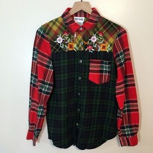 Vintage Blair Plaid Shirt with Floral Details, S